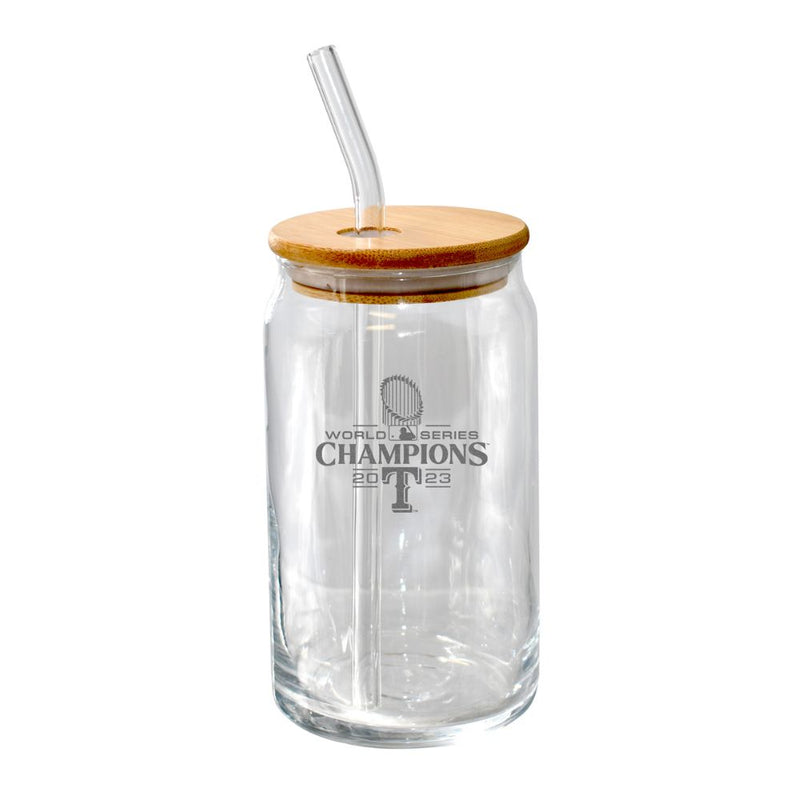 16oz Glass Tumbler with Bamboo Lid | Texas Rangers
