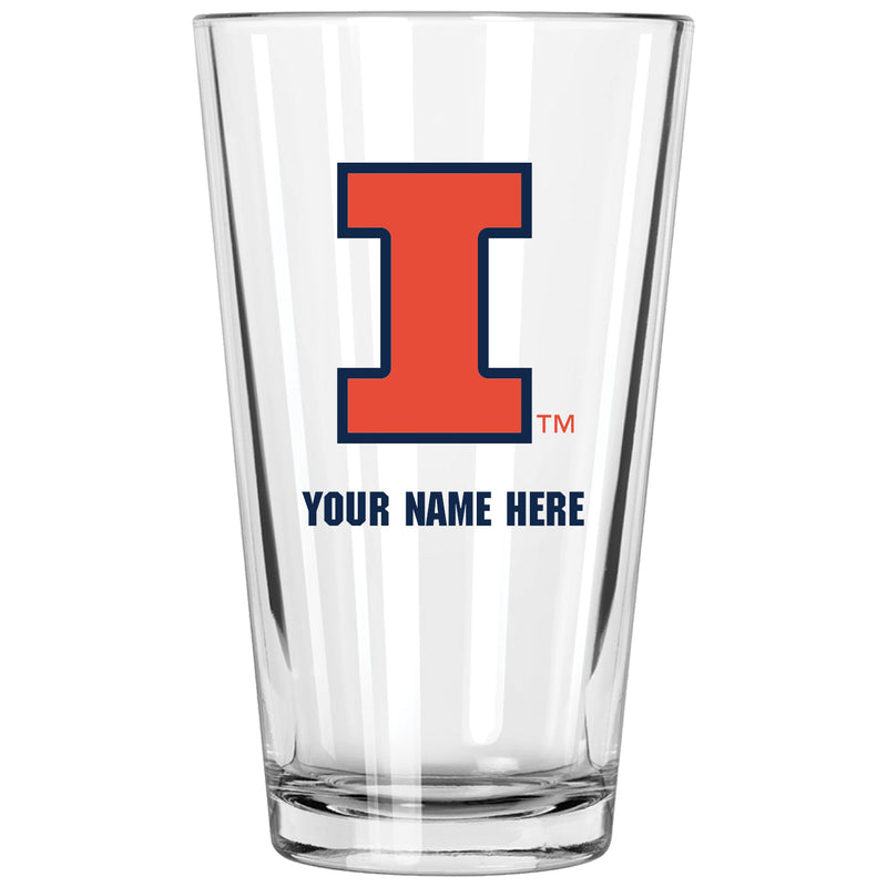 17oz Personalized Pint Glass | Illinois Fighting Illini