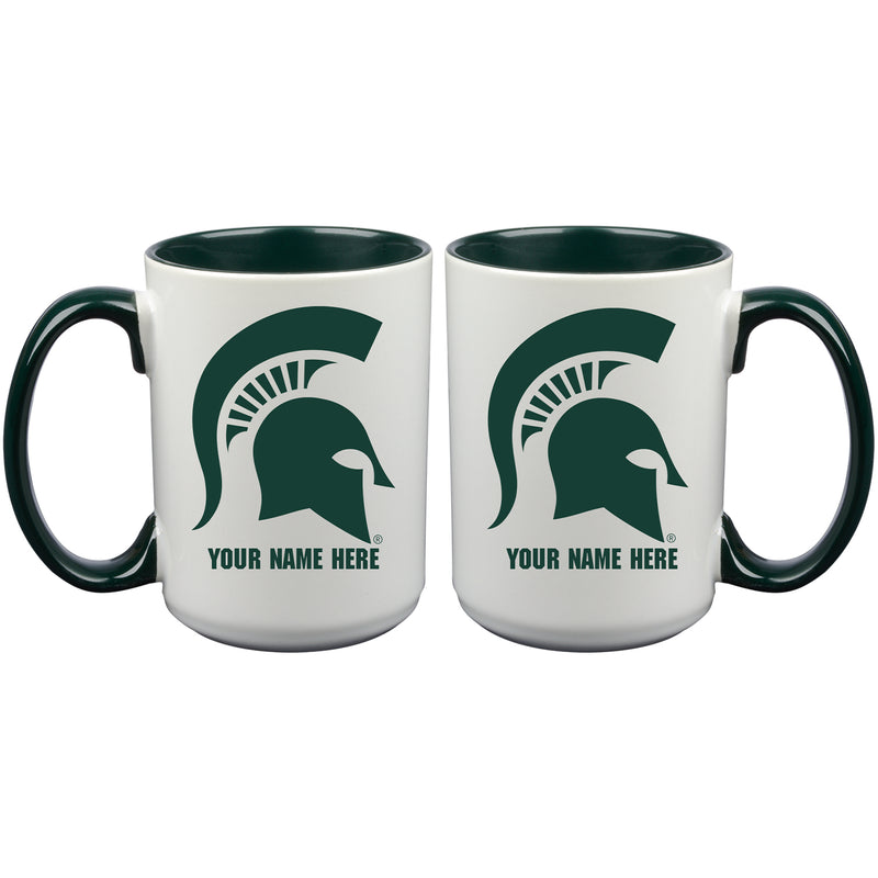 15oz Inner Color Personalized Ceramic Mug | Michigan State Spartans 2790PER, COL, CurrentProduct, Drinkware_category_All, Michigan State Spartans, MSU, Personalized_Personalized  $27.99