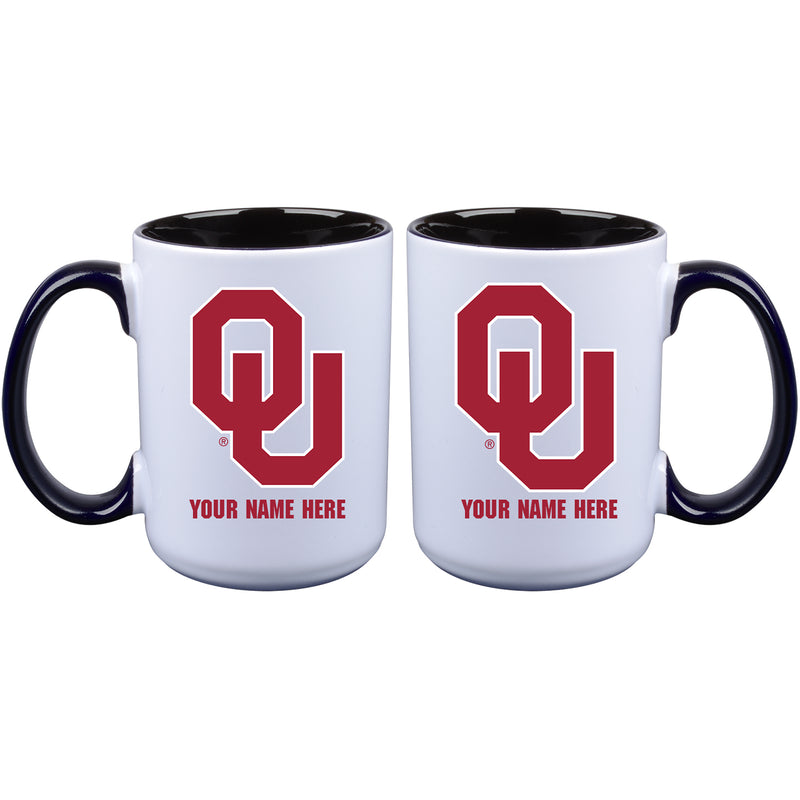 15oz Inner Color Personalized Ceramic Mug | Oklahoma Sooners 2790PER, COL, CurrentProduct, Drinkware_category_All, OK, Oklahoma Sooners, Personalized_Personalized  $27.99