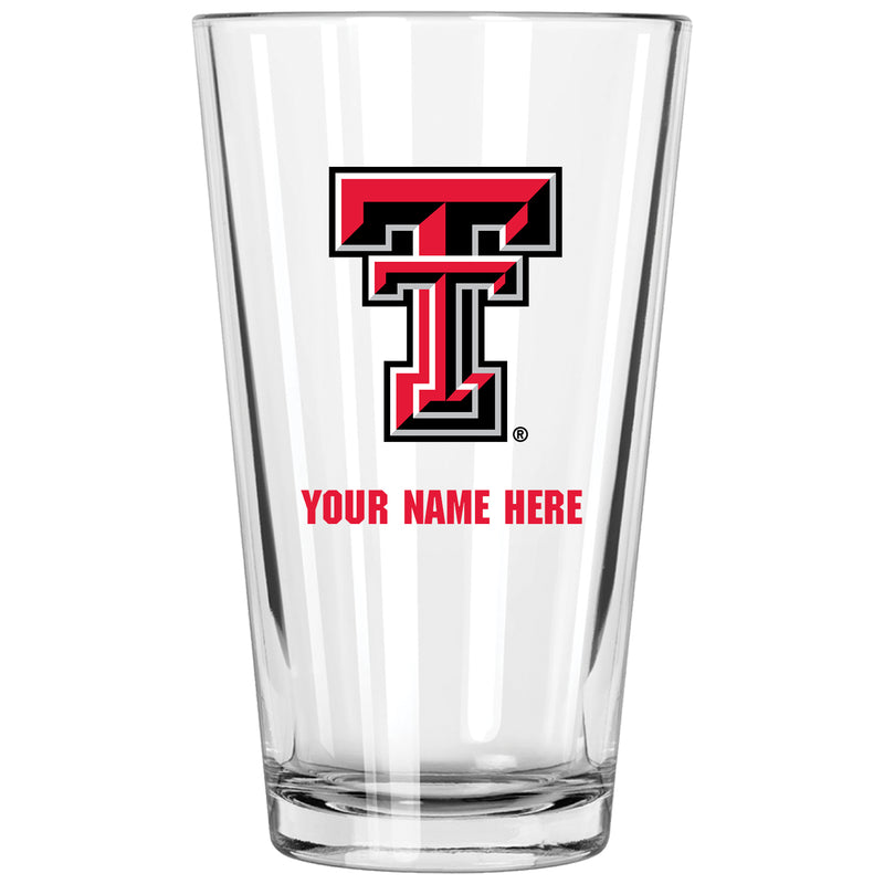17oz Personalized Pint Glass | Texas Tech Red Raiders