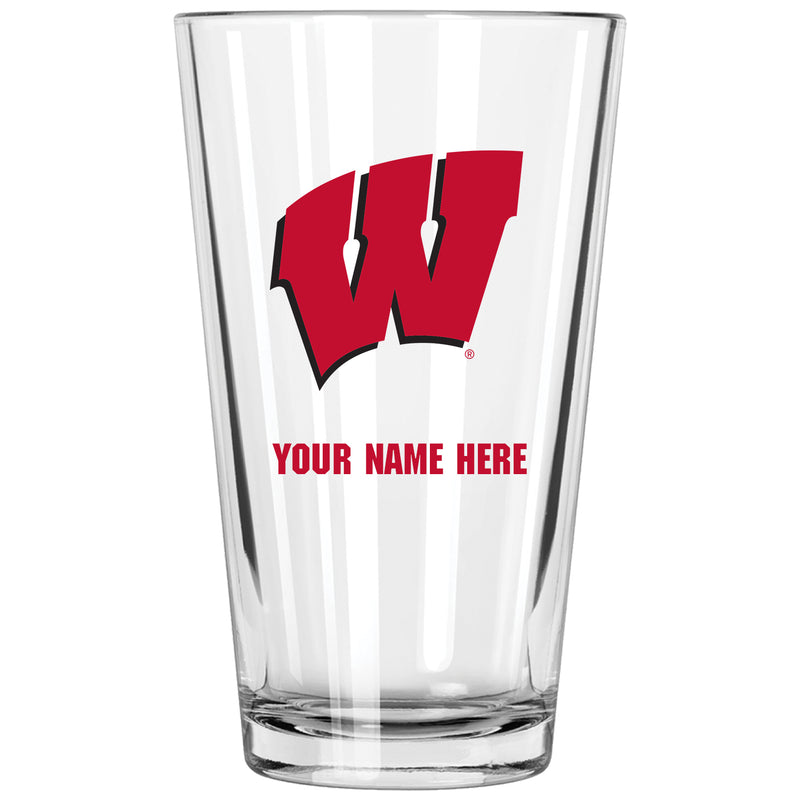 17oz Personalized Pint Glass | Wisconsin Badgers