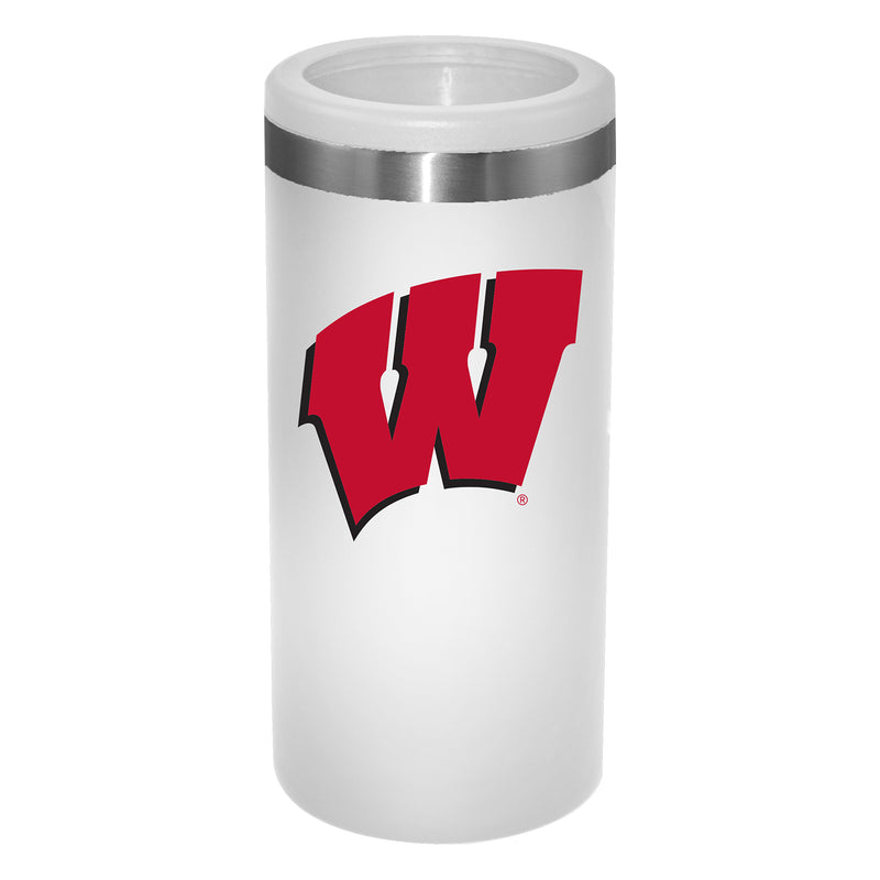 12oz White Slim Can Holder | Wisconsin Badgers