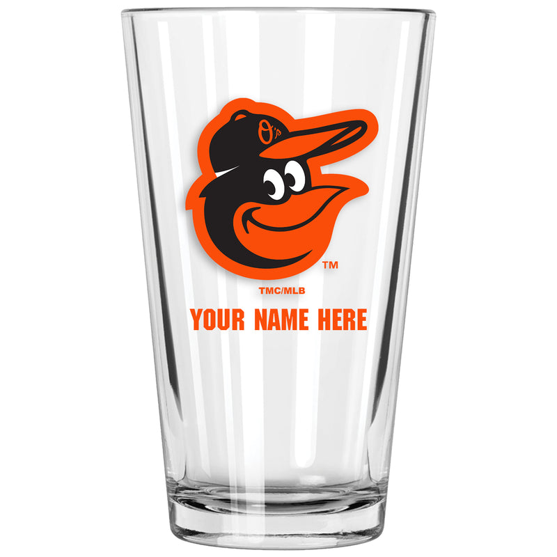 17oz Personalized Pint Glass | Baltimore Orioles