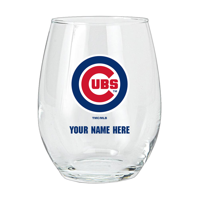 15oz Personalized Stemless Glass | Chicago Cubs