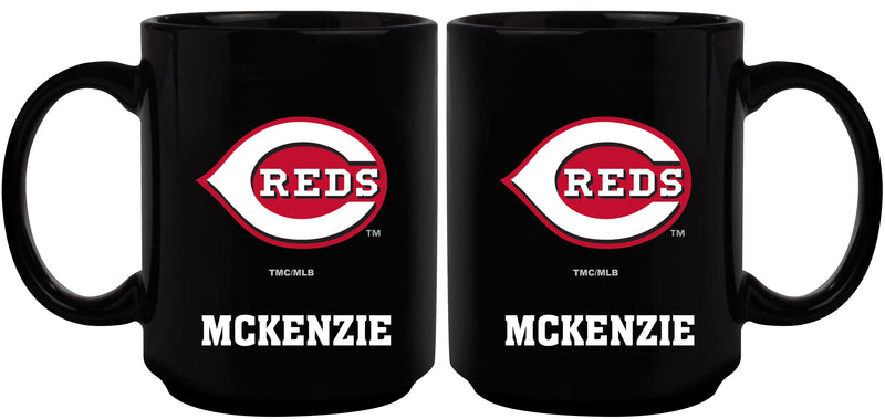 15oz Black Personalized Ceramic Mug | Cincinnati Reds Cincinnati Reds, CRE, CurrentProduct, Drinkware_category_All, Engraved, MLB, Personalized_Personalized 194207502204 $21.86