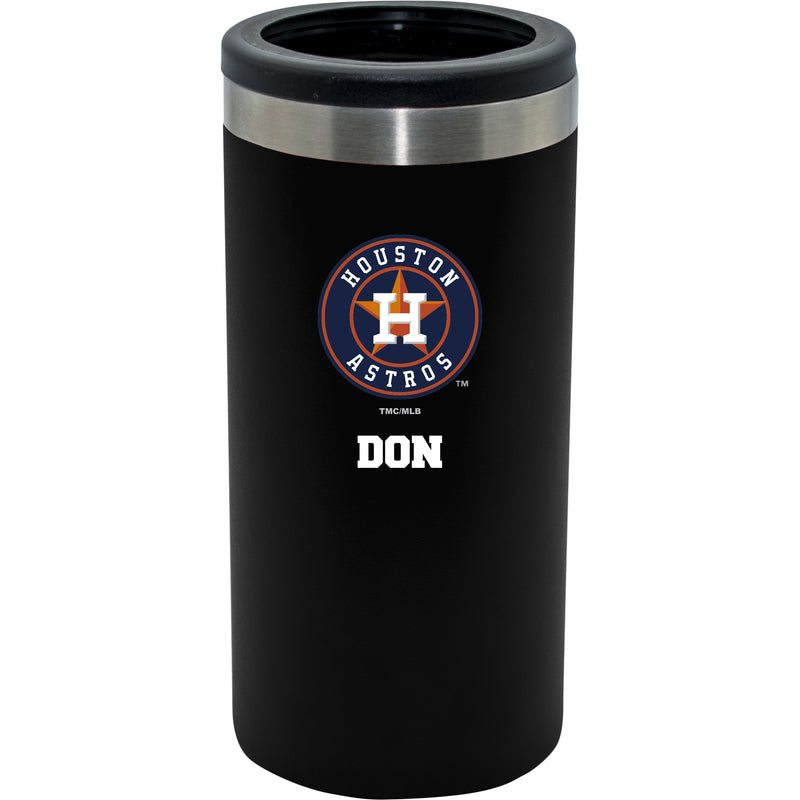 12oz Personalized Black Stainless Steel Slim Can Holder | Houston Astros