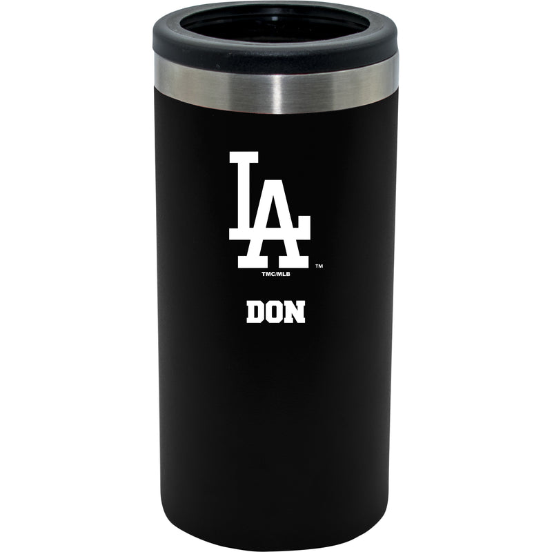 12oz Personalized Black Stainless Steel Slim Can Holder | Los Angeles Dodgers