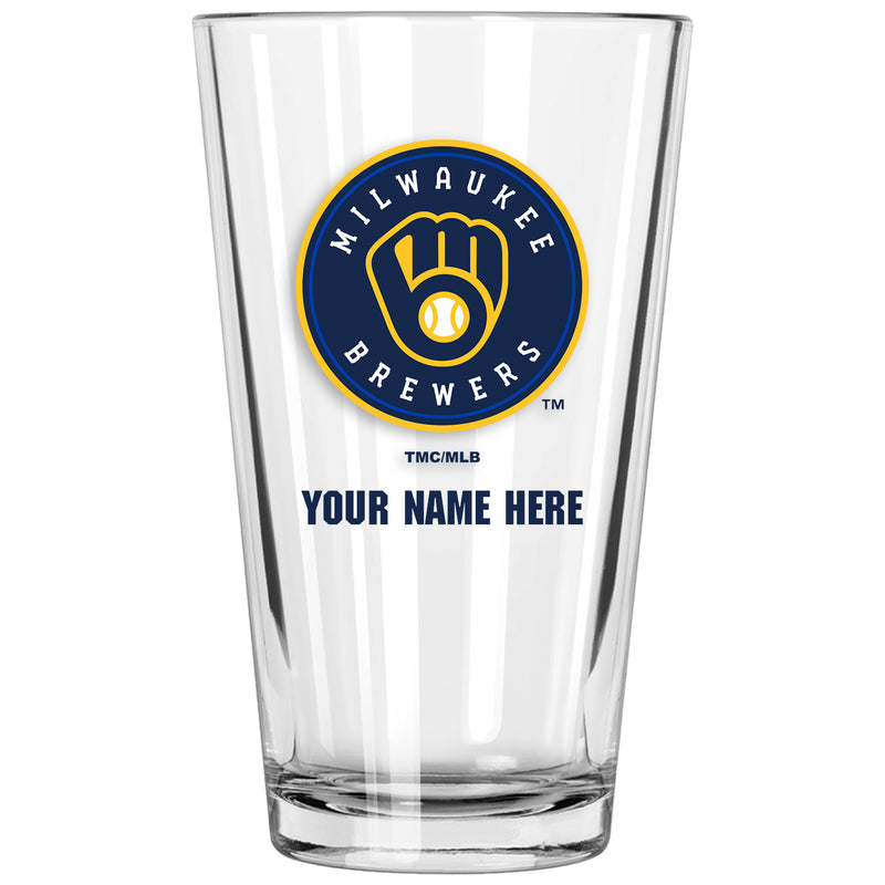 17oz Personalized Pint Glass | Milwaukee Brewers