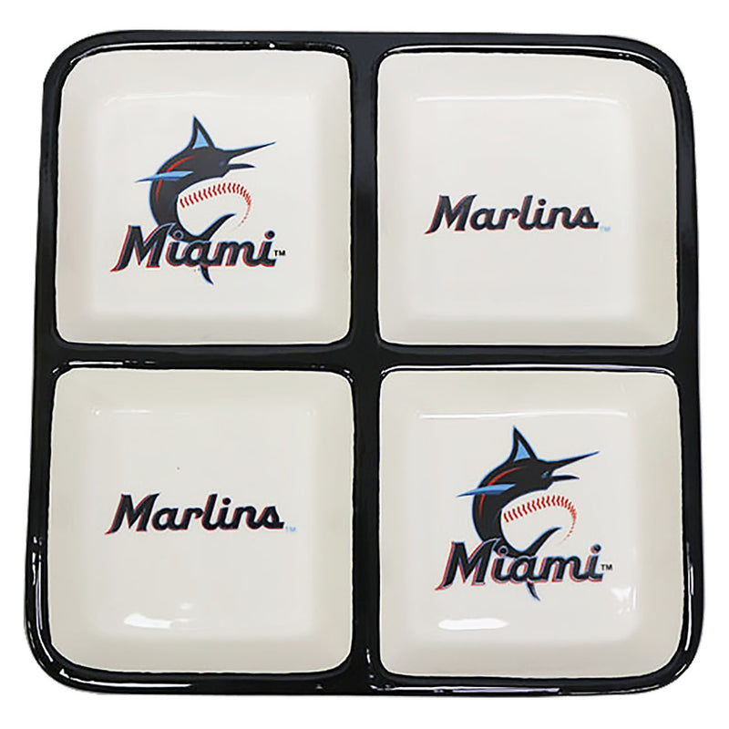 4 Section Square Tray | Miami Marlins