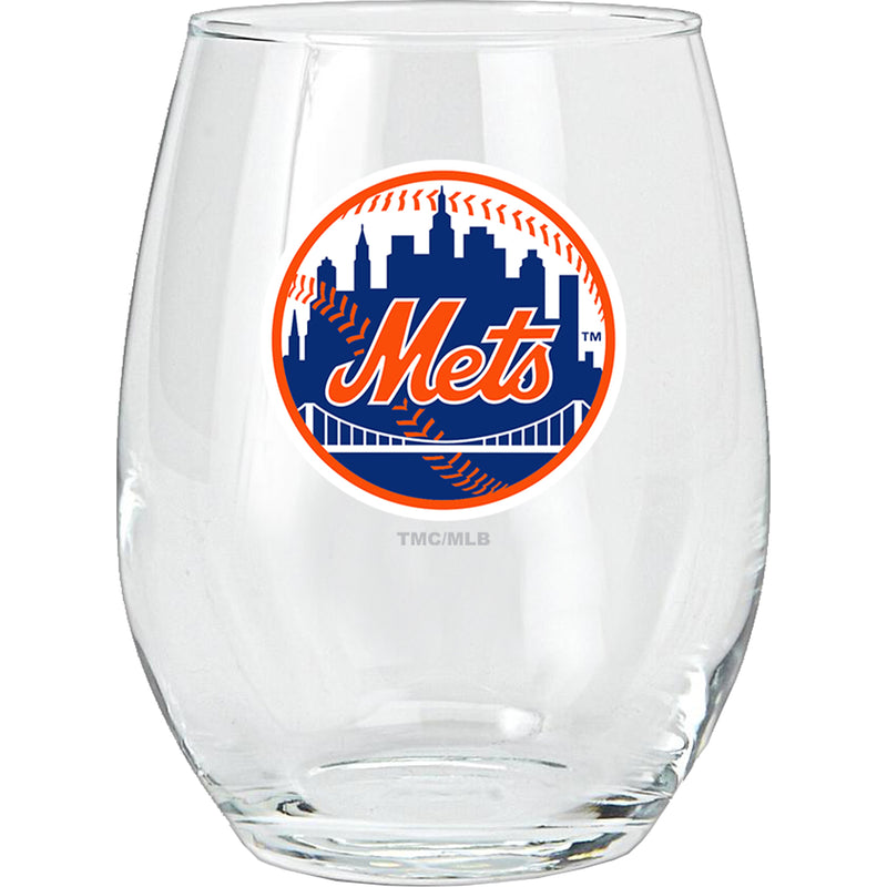15oz Stemless Glass Tumbler | New York Mets