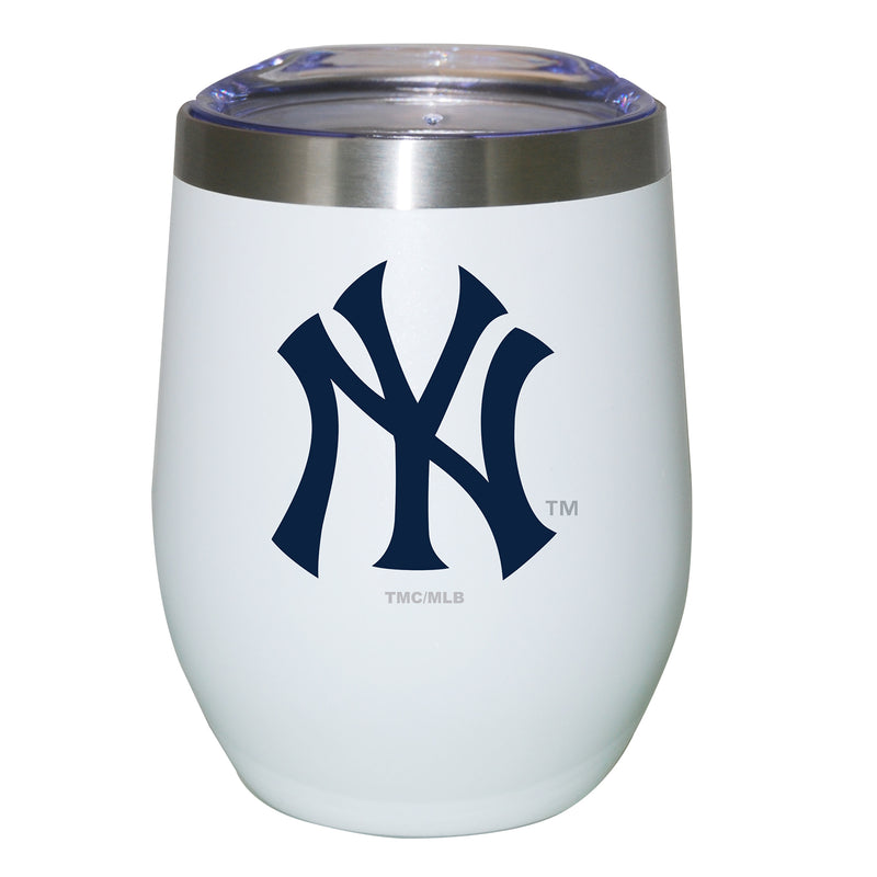 12oz White Stainless Steel Stemless Tumbler | New York Yankees CurrentProduct, Drinkware_category_All, MLB, New York Yankees, NYY 194207625132 $27.49