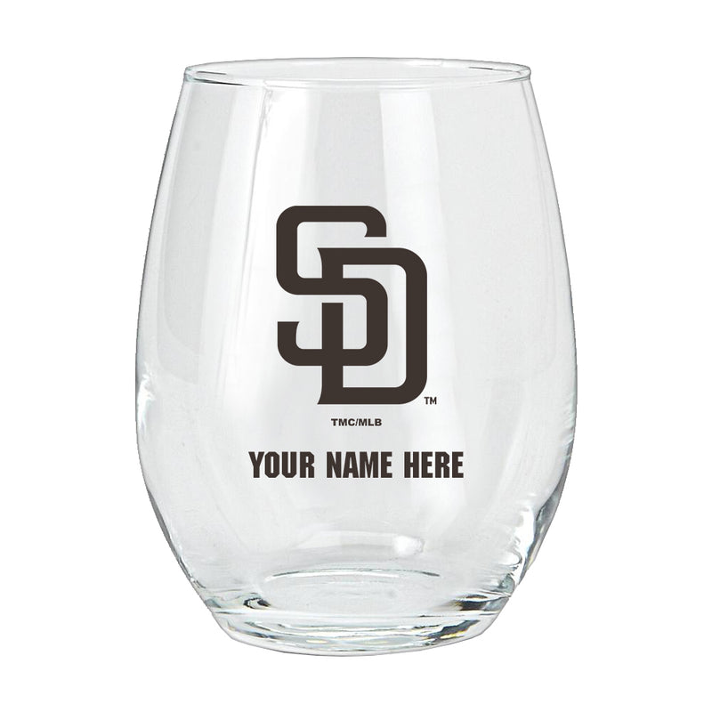 15oz Personalized Stemless Glass | San Diego Padres