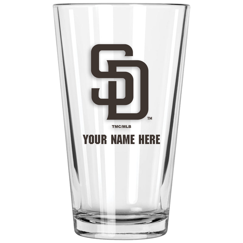 17oz Personalized Pint Glass | San Diego Padres