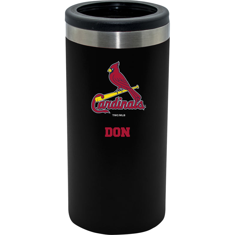 12oz Personalized Black Stainless Steel Slim Can Holder | St Louis Cardinals