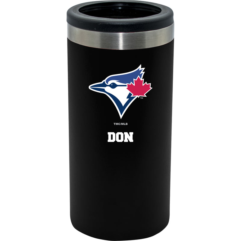 12oz Personalized Black Stainless Steel Slim Can Holder | Toronto Blue Jays