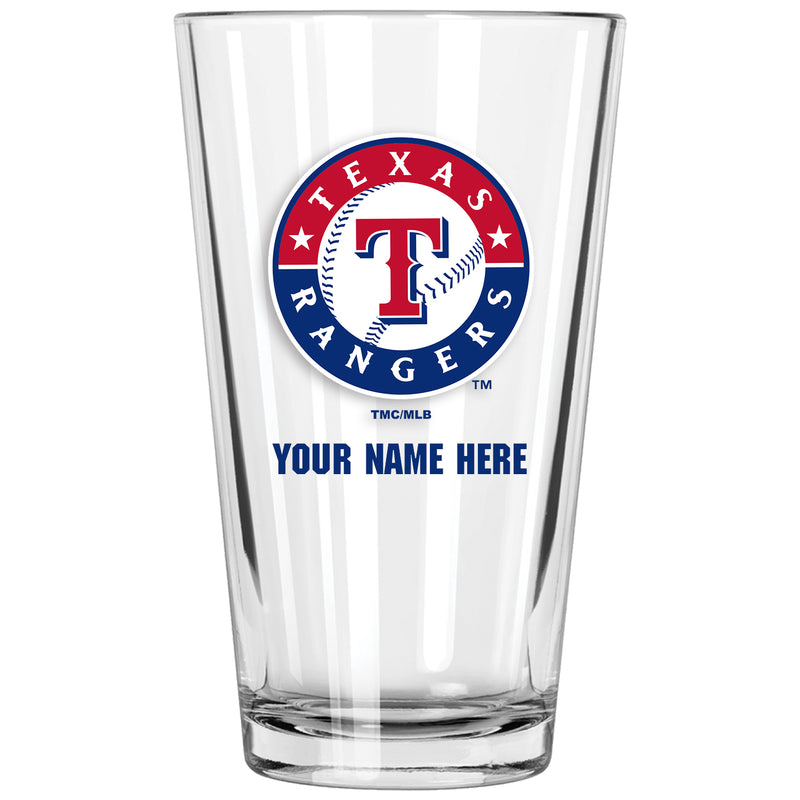 17oz Personalized Pint Glass | Texas Rangers