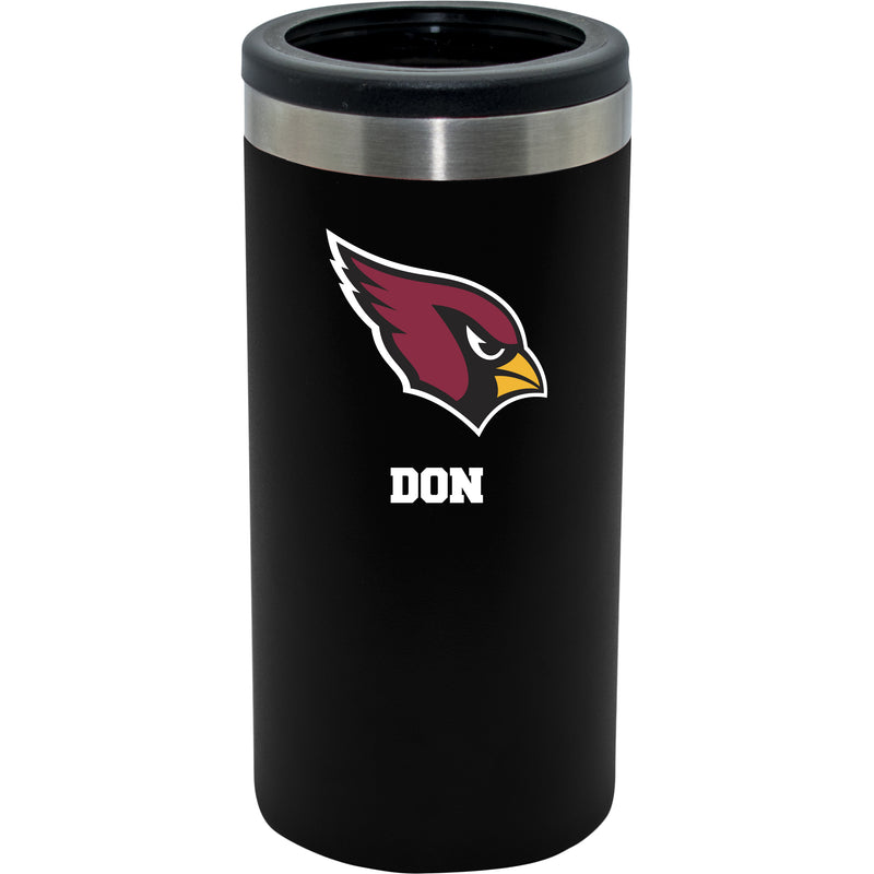 12oz Personalized Black Stainless Steel Slim Can Holder | Arizona Cardinals