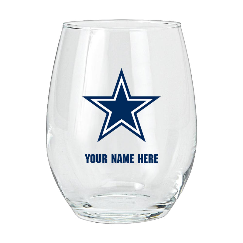 15oz Personalized Stemless Glass | Dallas Cowboys