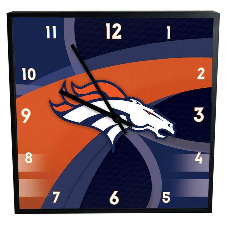 12 Inch Square Carbon Fiber Clock | Denver Broncos DBR, Denver Broncos, NFL, OldProduct 687746321066 $25
