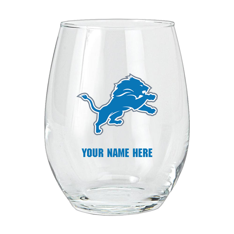15oz Personalized Stemless Glass | Detroit Lions