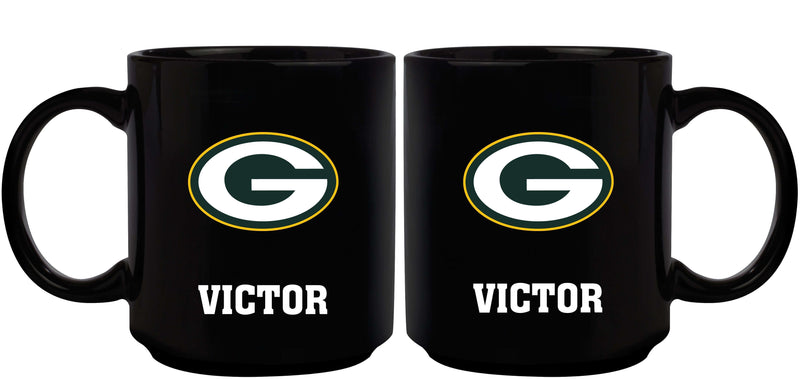 11oz Black Personalized Ceramic Mug | Green Bay Packers CurrentProduct, Custom Drinkware, Drinkware_category_All, GBP, Gift Ideas, Green Bay Packers, NFL, Personalization, Personalized_Personalized 194207372791 $20.11