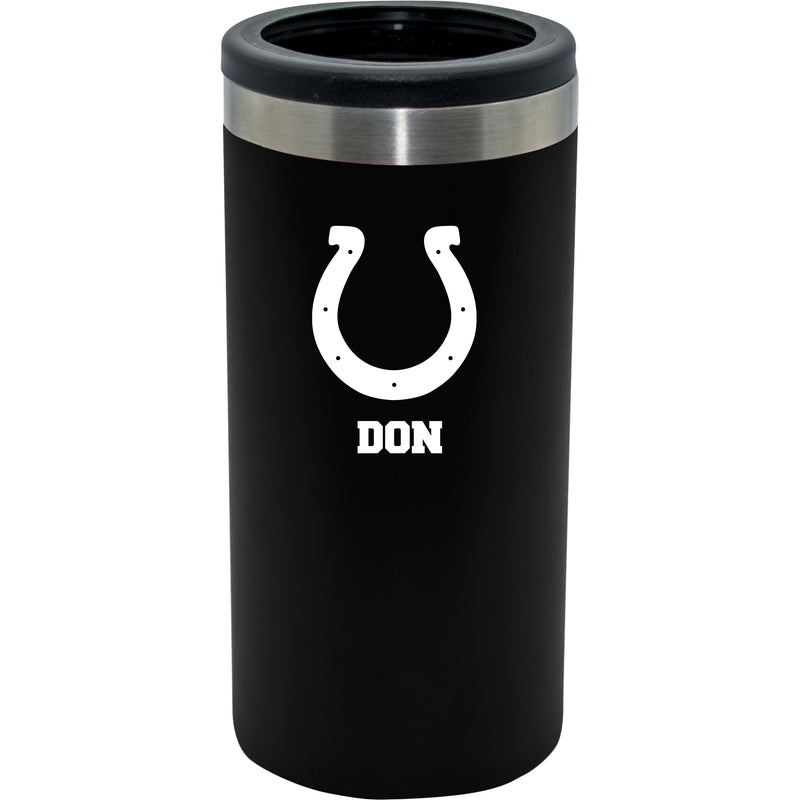 12oz Personalized Black Stainless Steel Slim Can Holder | Indianapolis Colts