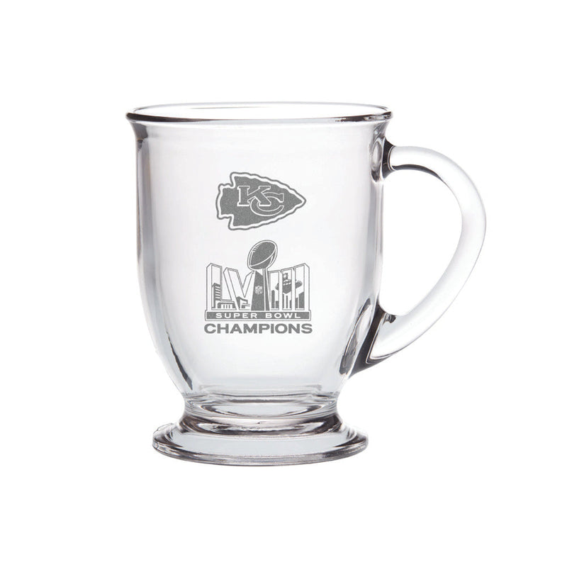 16oz Glass Cafe Mug | Kansas City Chiefs 2024 Champs