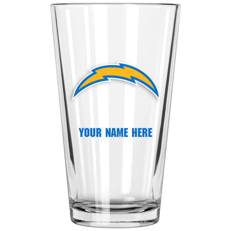 17oz Personalized Pint Glass | Los Angeles Chargers