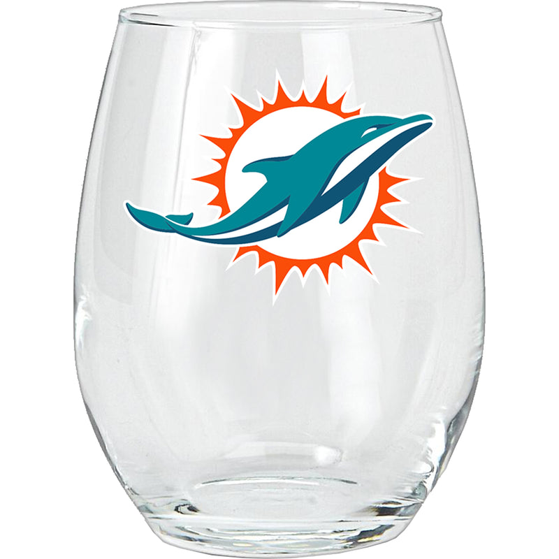 15oz Stemless Glass Tumbler | Miami Dolphins
