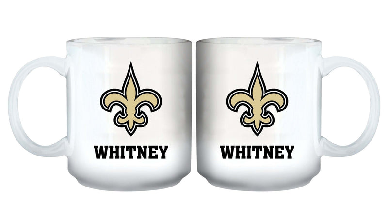 11oz White Personalized Ceramic Mug | New Orleans Saints CurrentProduct, Custom Drinkware, Drinkware_category_All, Gift Ideas, New Orleans Saints, NFL, NOS, Personalization, Personalized_Personalized 194207442548 $20.11