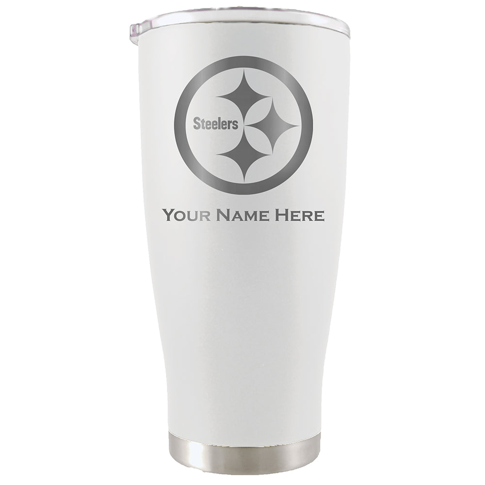 20oz White Personalized Stainless Steel Tumbler  Pittsburgh Steelers at  $49.99 only from The Memory Company