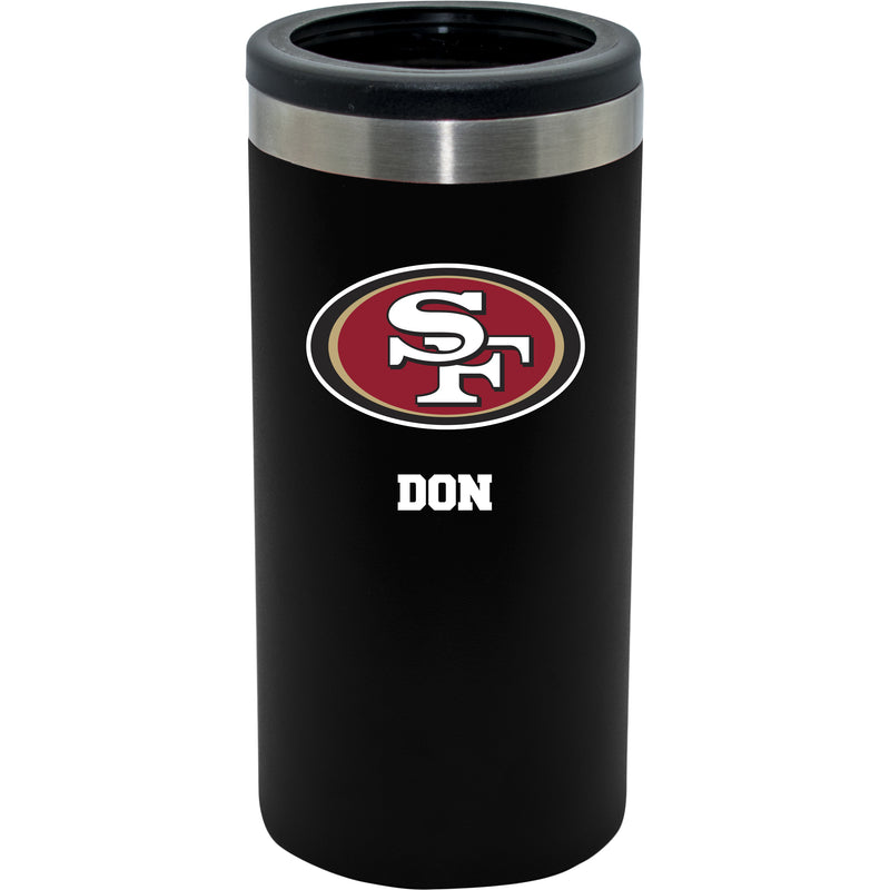 12oz Personalized Black Stainless Steel Slim Can Holder | San Francisco 49ers