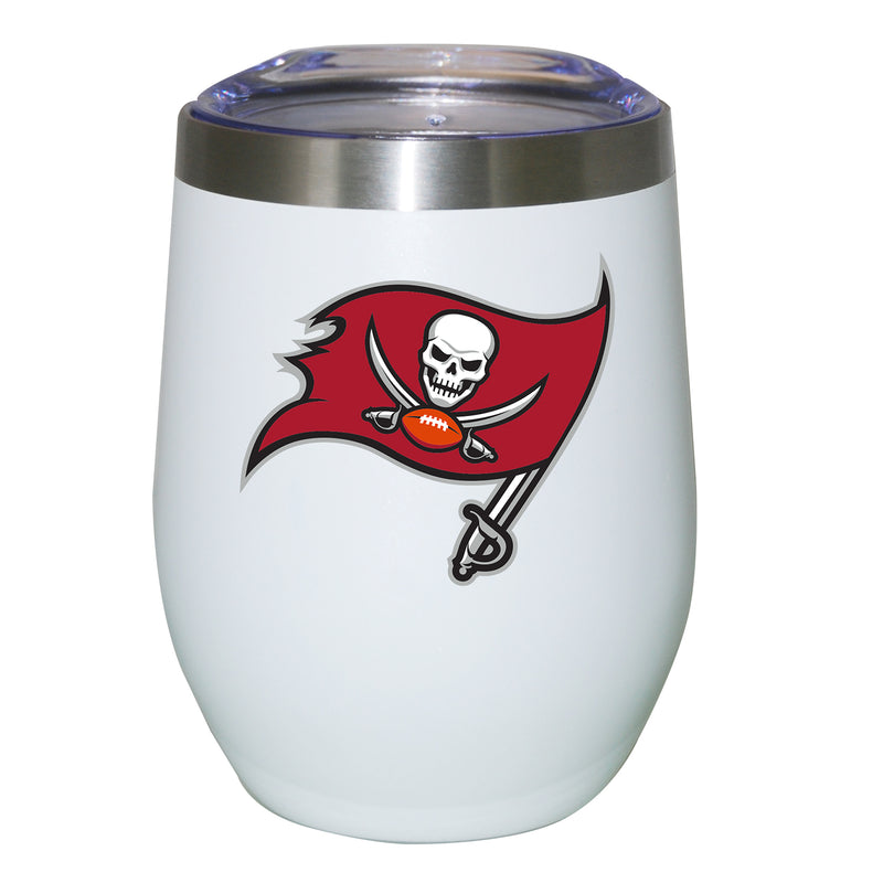 12oz White Stainless Steel Stemless Tumbler | Tampa Bay Buccaneers CurrentProduct, Drinkware_category_All, NFL, Tampa Bay Buccaneers, TBB 194207625538 $27.49
