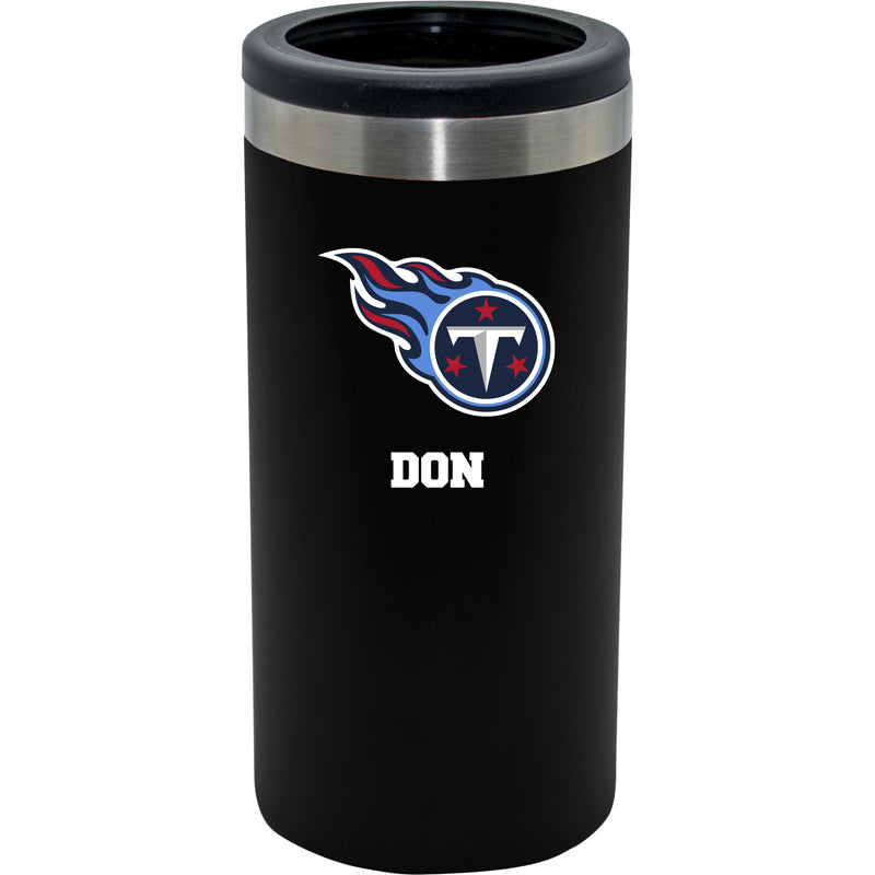 12oz Personalized Black Stainless Steel Slim Can Holder | Tennessee Titans