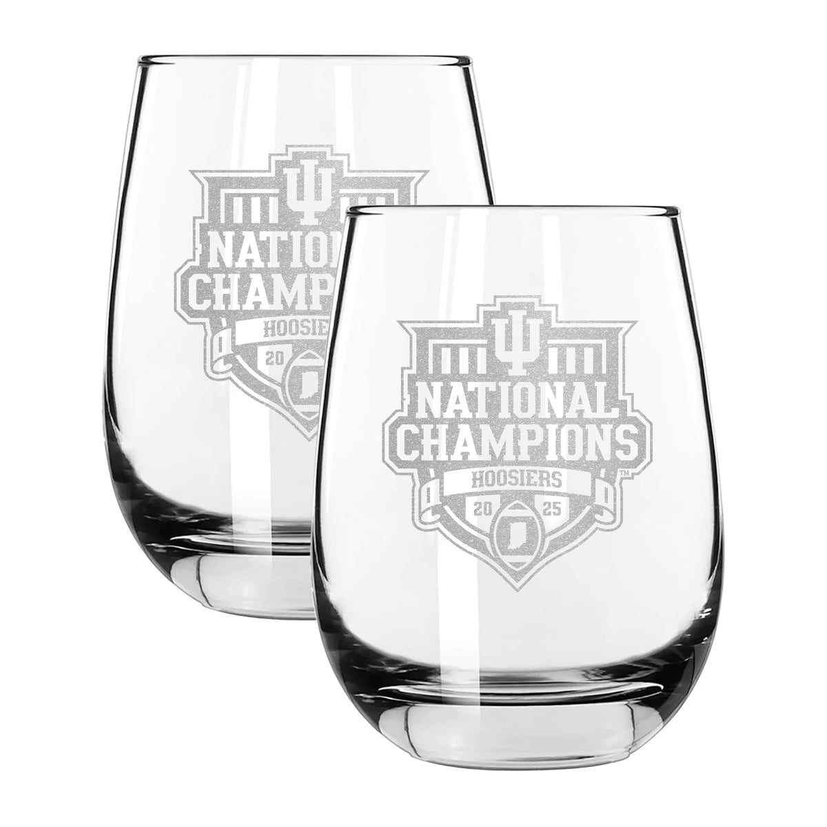 2pk 15oz Stemless Wine Glass | Indiana Hoosiers 2025 Champions