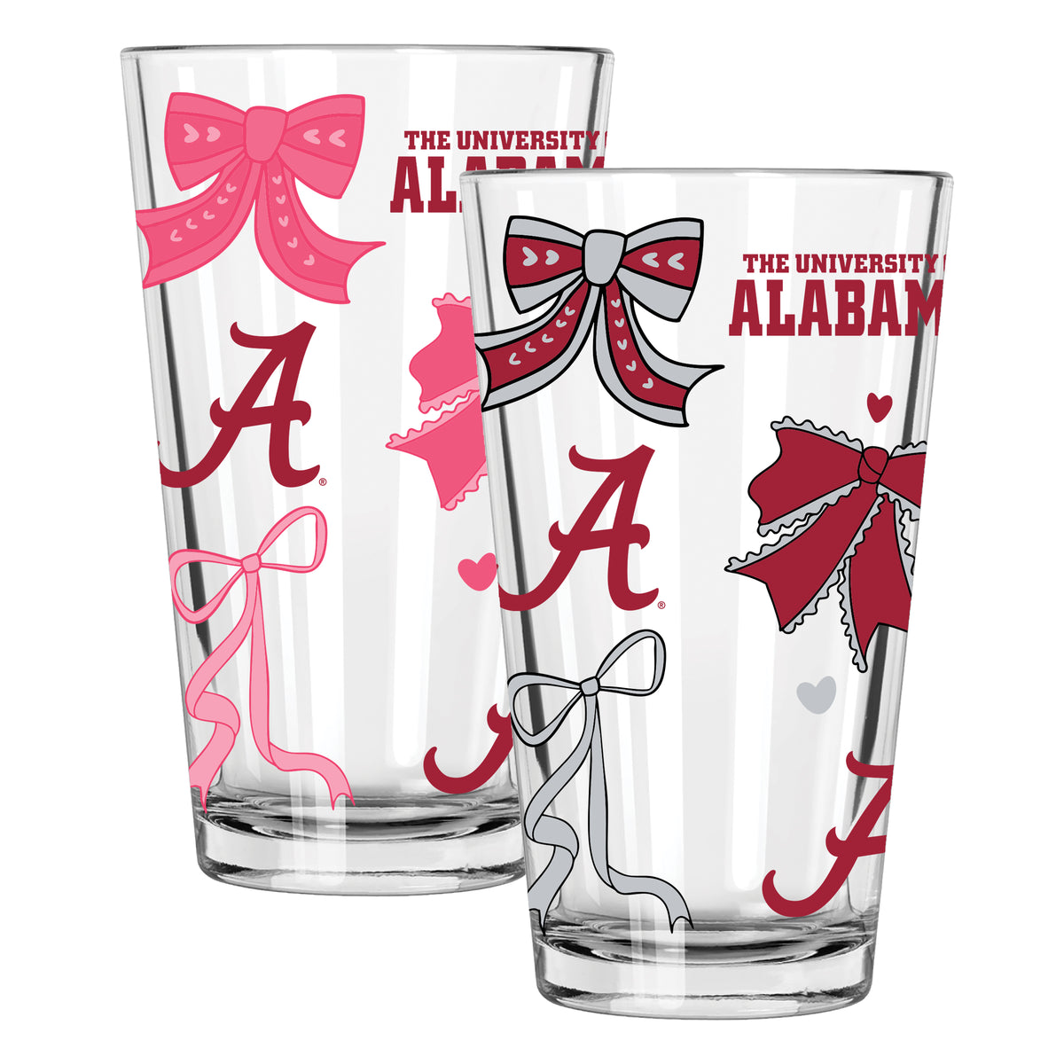  Alabama 2pk 16oz Bow Pint Glass 