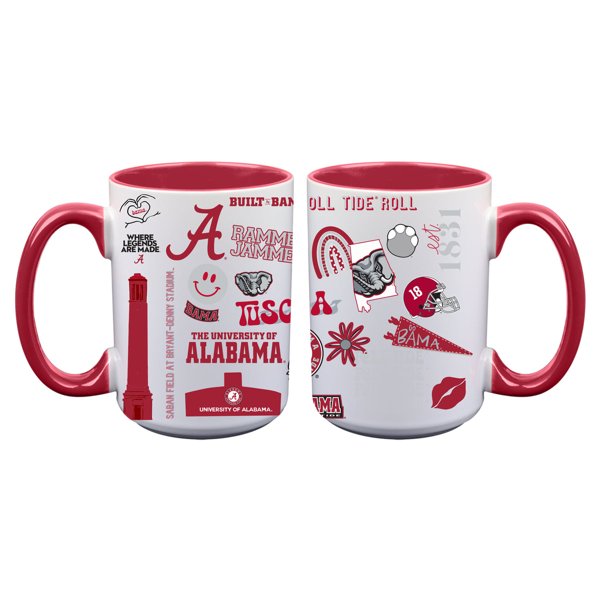 2pk 15oz White Mug Loco Design | Alabama