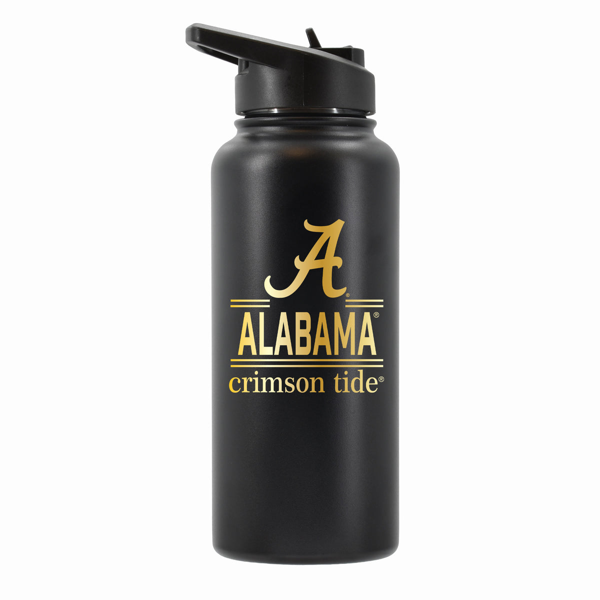 32 oz Stainless Steel Water Bottle with Gold Etched Classic Crew Team Design, University of Alabama