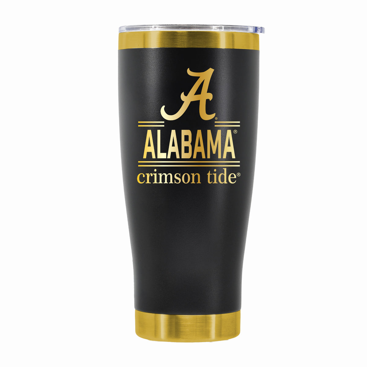 24 oz Stainless Steel Tumbler with Gold Accents & Etched Classic Crew Team Design, University of Alabama
