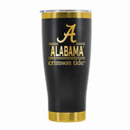 24 oz Stainless Steel Tumbler with Gold Accents & Etched Classic Crew Team Design, University of Alabama