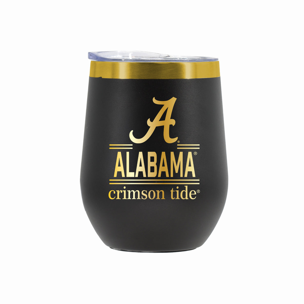 12 oz Stainless Steel Wine Tumbler with Gold Etched Classic Crew Team Design, University of Alabama
