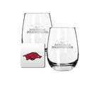 2 Pack Stemless Wine Glasses and Coaster set | University Of Arkansas