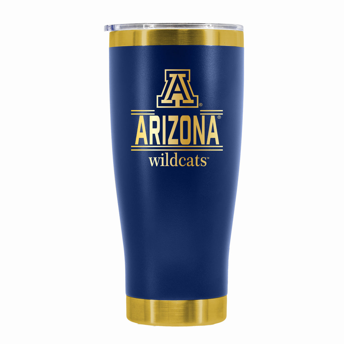 24 oz Stainless Steel Tumbler with Gold Accents & Etched Classic Crew Team Design, University of Arizona