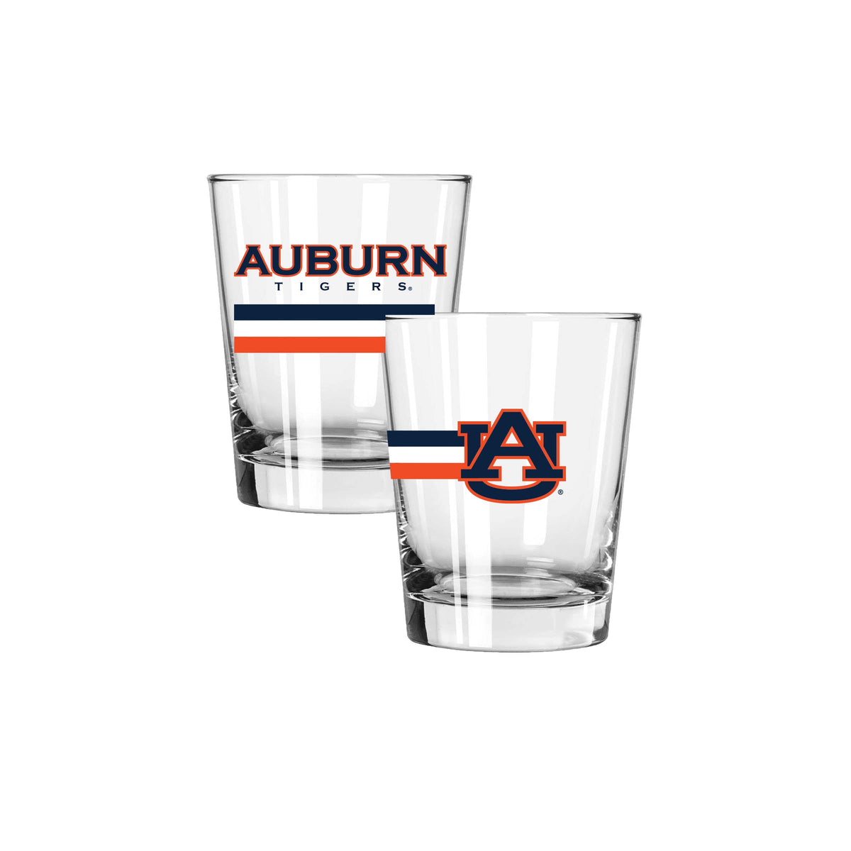 2PK 15oz Old Fashion Glass Big Stripe |  Auburn
