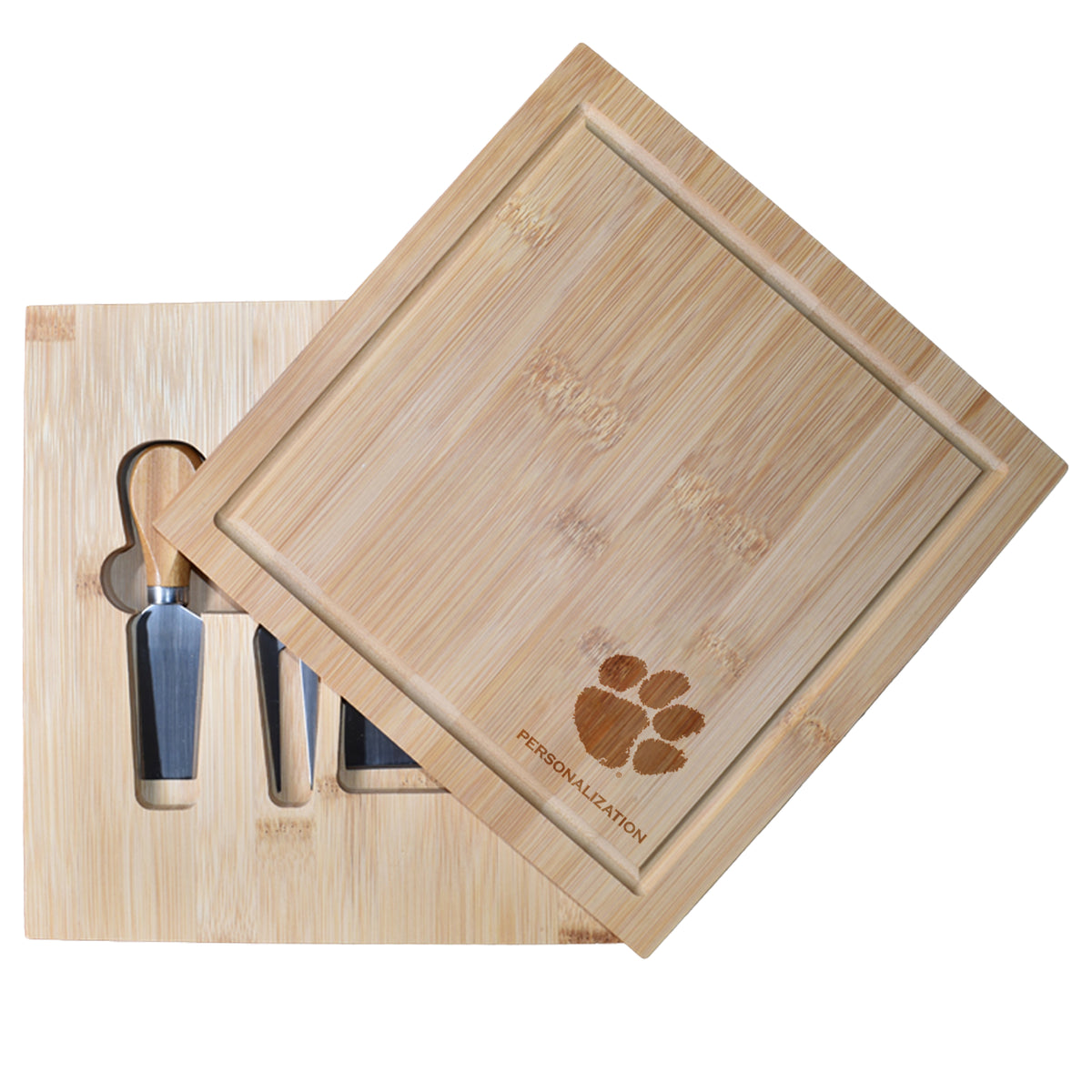 Bamboo Cutting Board with Utensils | Clemson University