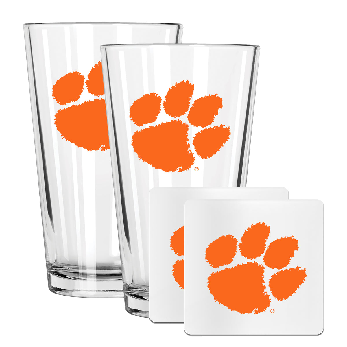 2 Pack Pint and Coasters set  | Clemson University