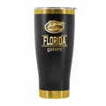 24 oz Stainless Steel Tumbler with Gold Accents & Etched Classic Crew Team Design, University of Florida