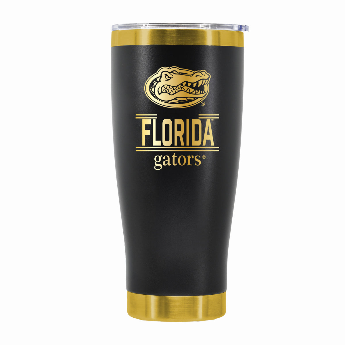 24 oz Stainless Steel Tumbler with Gold Accents & Etched Classic Crew Team Design, University of Florida