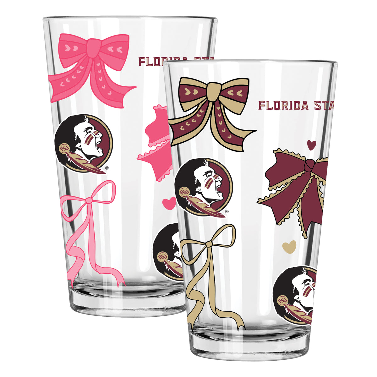  Florida State 2pk 16oz Bow Pint Glass 
